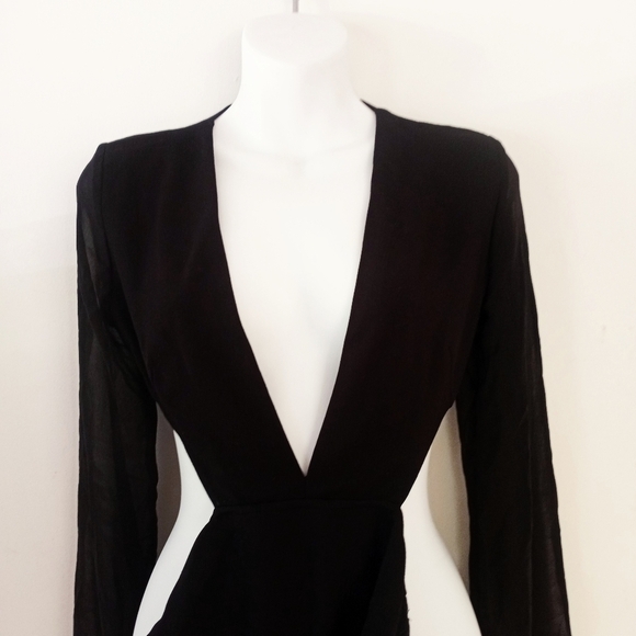 Fashion Nova Bodysuit Deep Plunge Making Decisions Black with Cut Outs - Picture 9 of 12